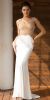 V-Neck Embellished Bodice Sheer Back Long Prom Dress in Off White